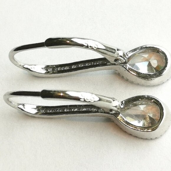 Sterling silver CZ drop lever back earrings 🆕 - Picture 3 of 5